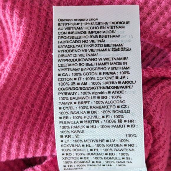 GAP Henley Dress 18-24 Months Long Sleeve Pink Waffle Knit Preppy Cottage Cozy - Picture 7 of 10